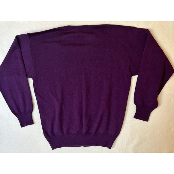 Tricots St Raphael sweater pure new wool v neck pullover large men purple - Picture 6 of 6